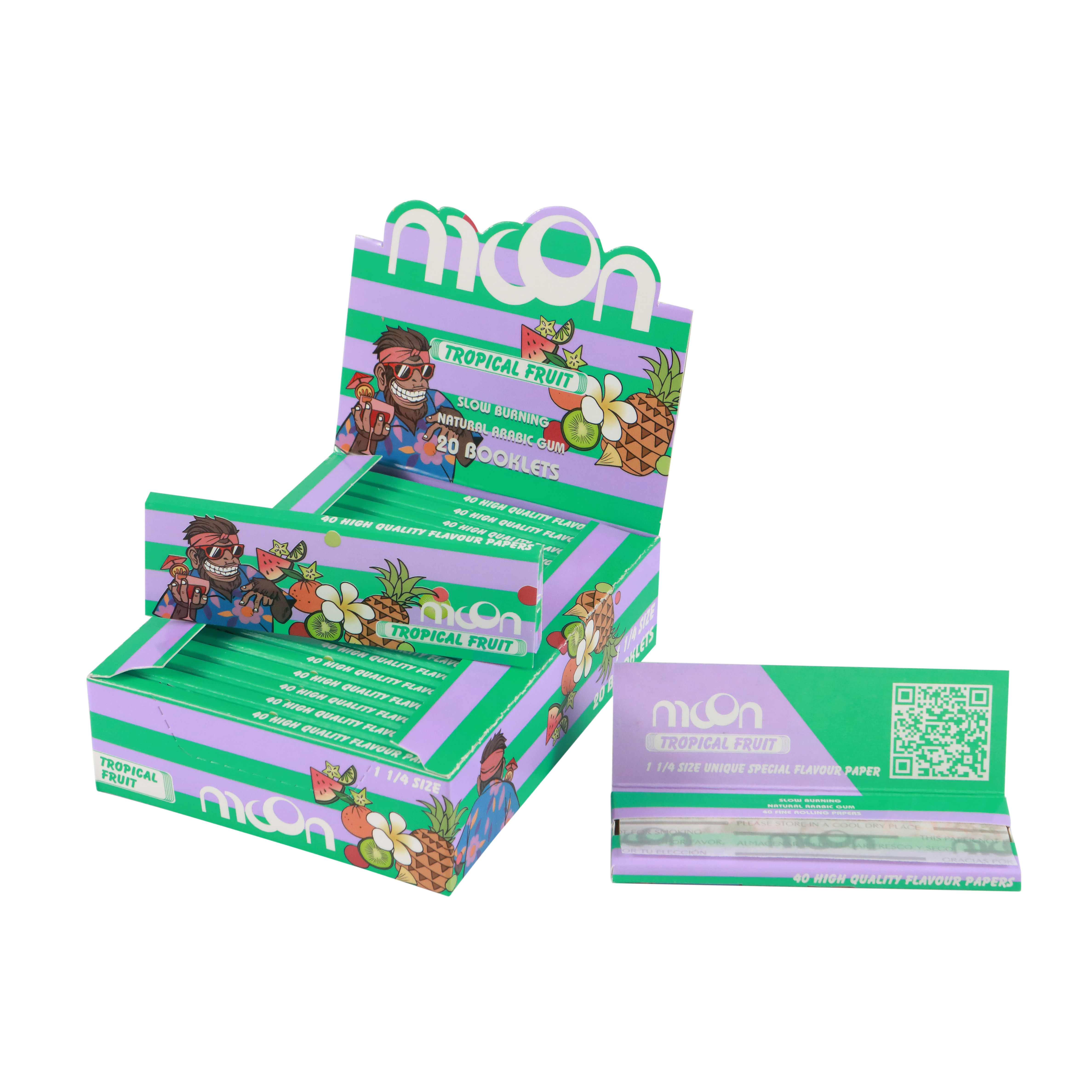 20 Packs Tropical Fruit Flavor 1 1/4 Size Wood Rolling Paper