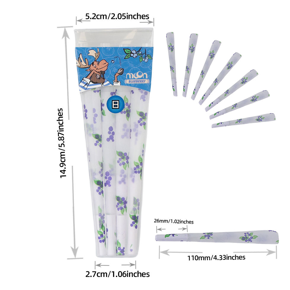 Thumbnail: 8 Pcs Pre Rolled Cones King Size 108mm Blueberry Flavor Rolling Paper