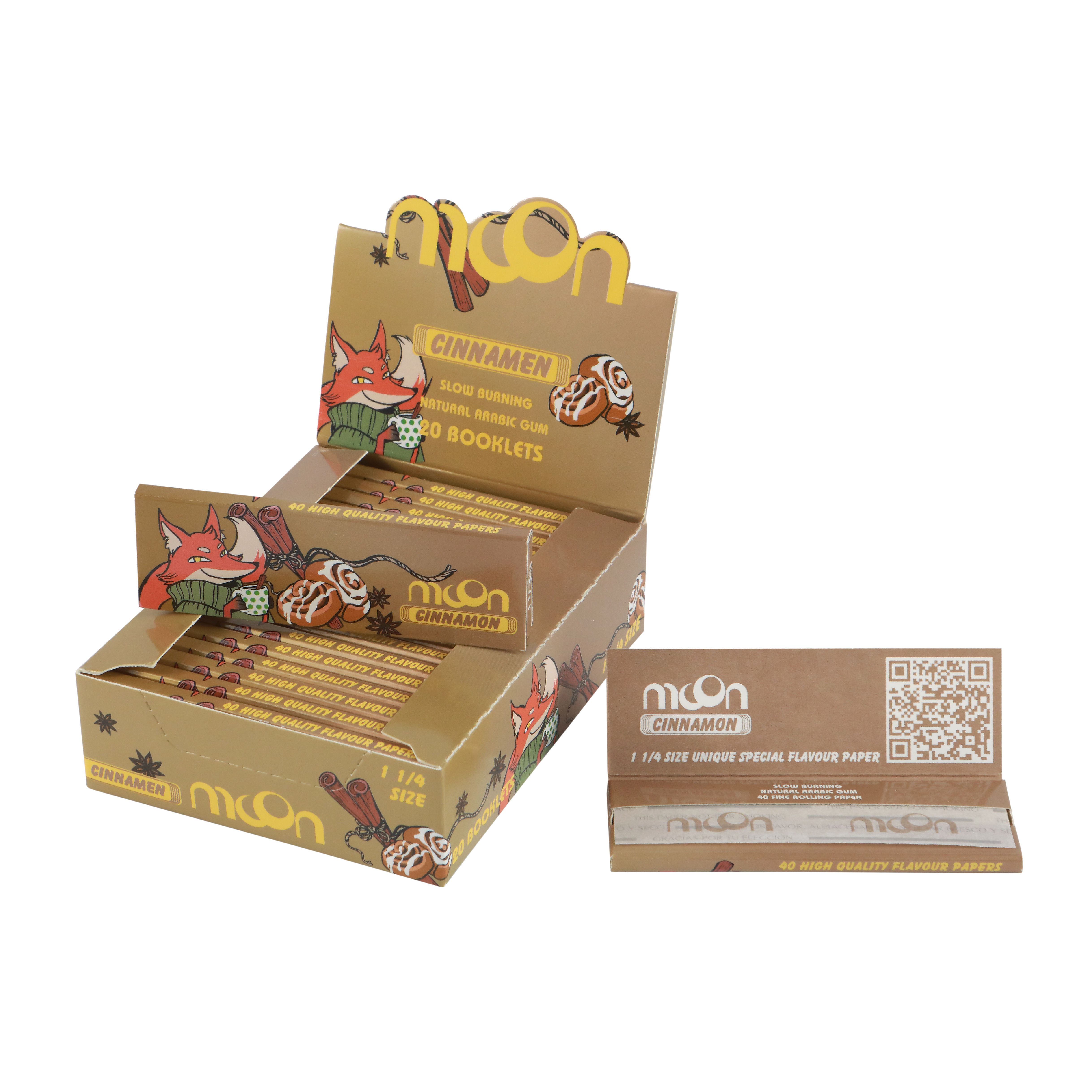 20 Packs Cinnamon Flavor 1 1/4 Size Wood Rolling Paper
