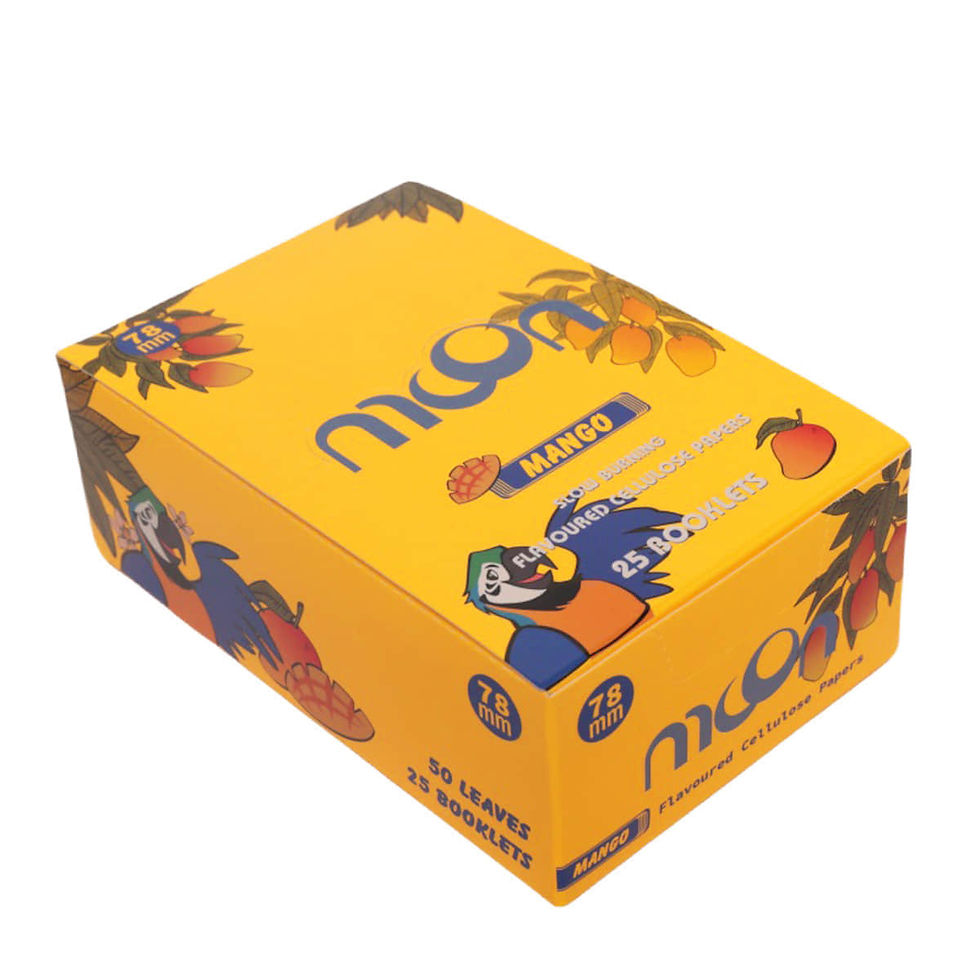Thumbnail: Moon 25 Booklets Transparent Cigarette Scented Rolling Papers 1 1/4 Size Mango
