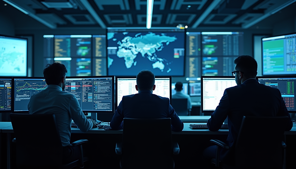 IT experts providing cybersecurity consulting in a data center.