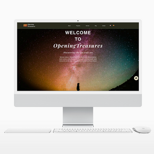 Página web de "Opening Treasures", diseño atractivo