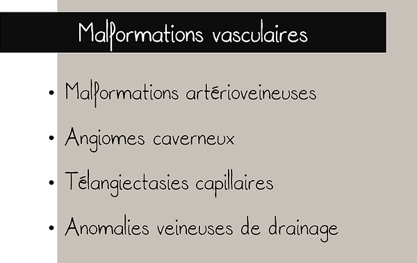 Types de malformations vasculaires cérébrales