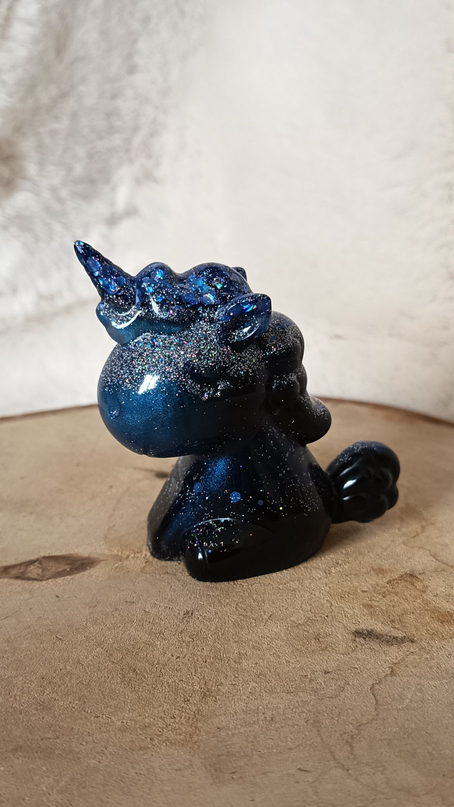 Miniature : Figurine Licorne Bleue Pailletée en Résine