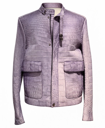 Men's Leather Crocodile Jacket Purple | Domenico Vacca