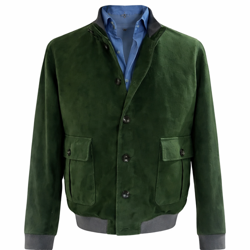 Men's Suede Jacket - Green | Domenico Vacca
