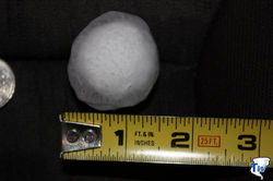 1.5 in diameter was the biggest hail stone we found. Thank goodness we weren't in the area when this