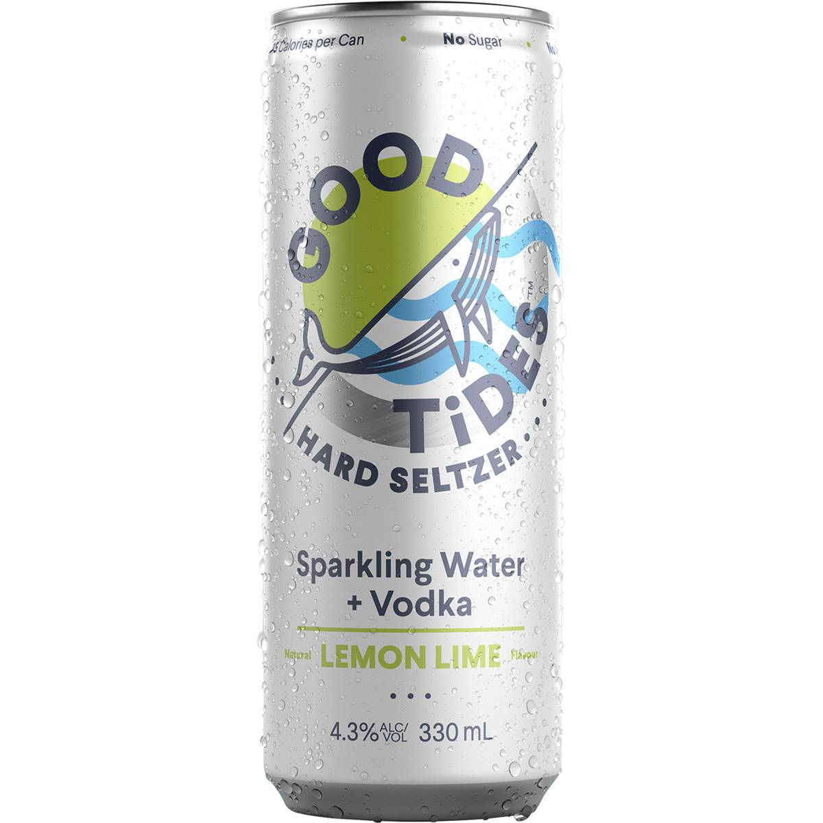 Good Tides Hard Seltzer Sparkling Water & Vodka Lemon Lime 330ml