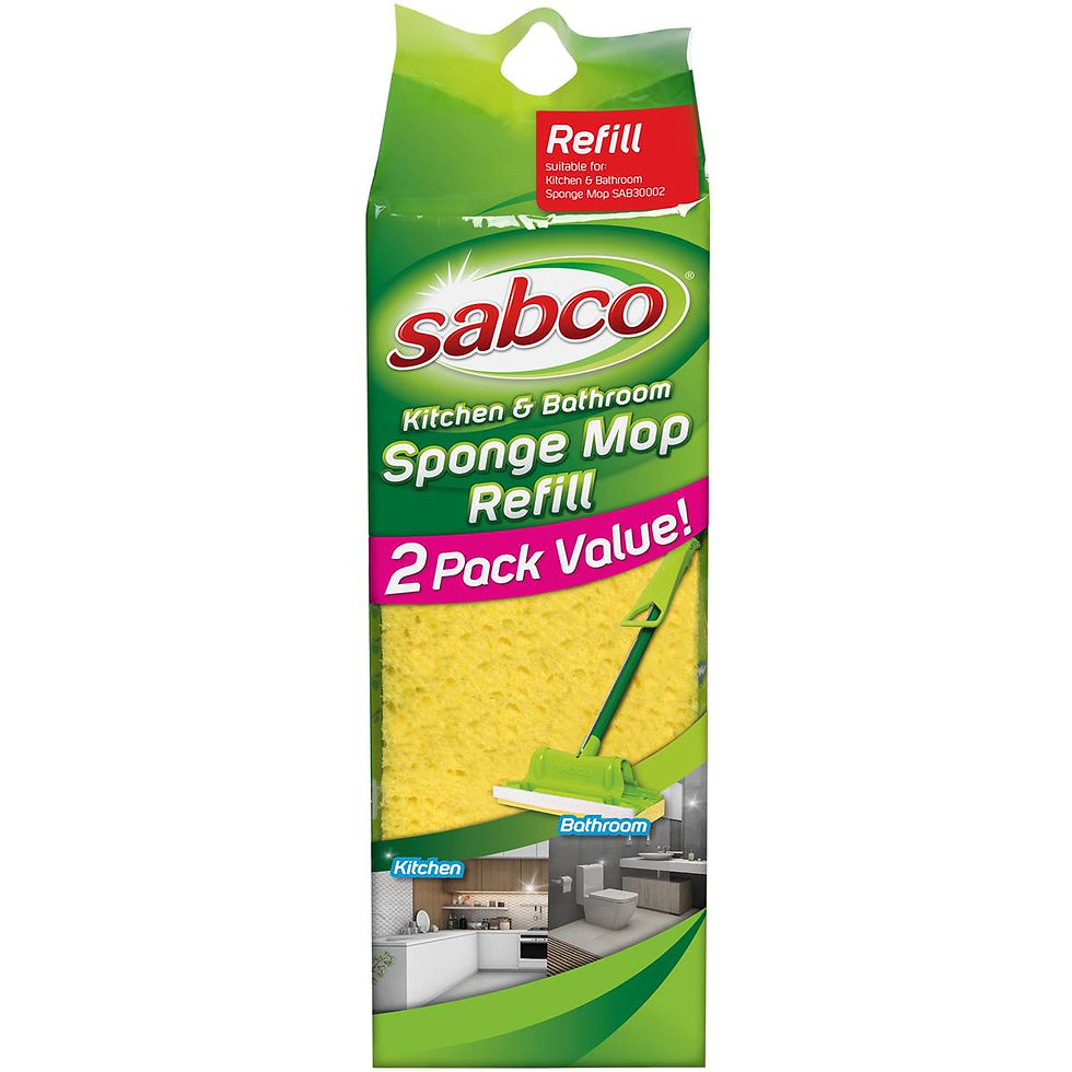 Sabco Kitchen & Bathroom Sponge Mop Refill 2 pack