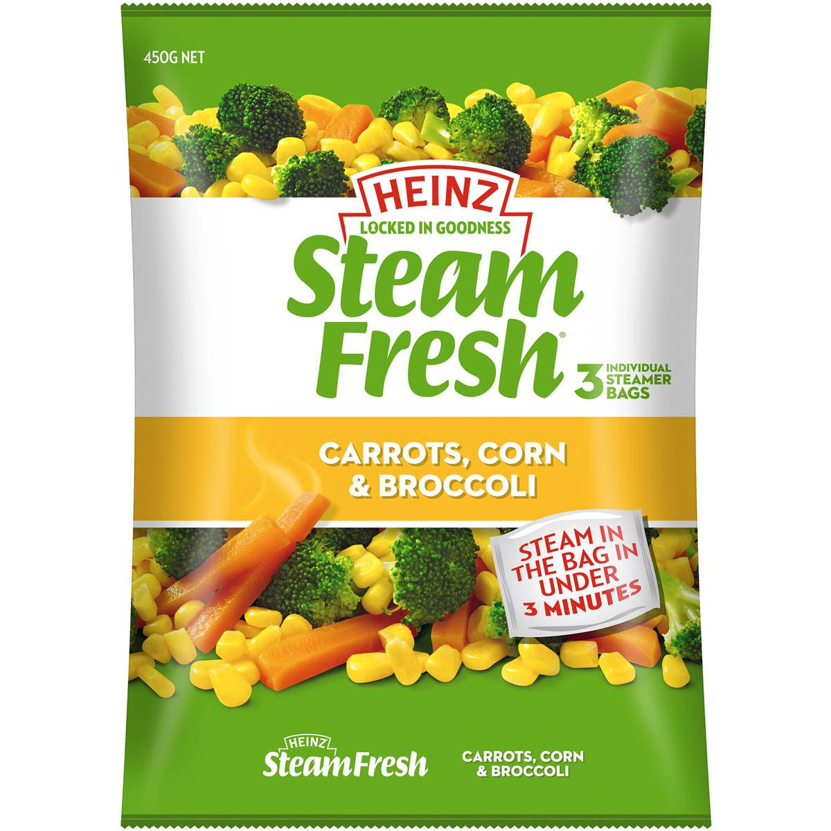Heinz Steam Fresh Carrot Corn & Broccoli 450g