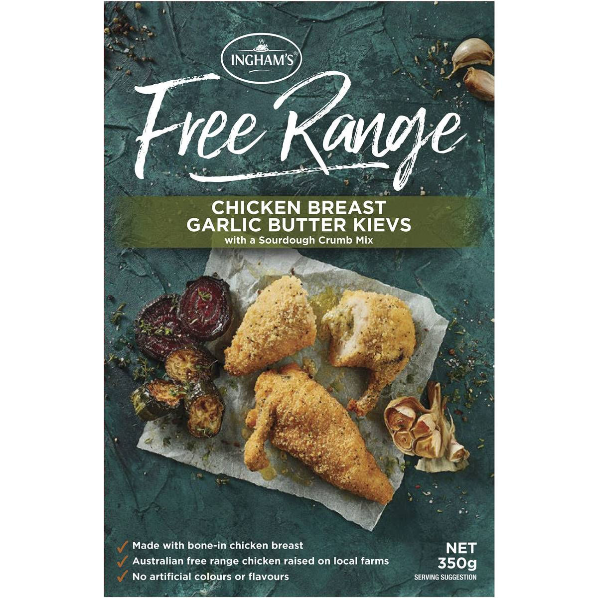 Ingham's Free Range Chicken Breast Sourdough Garlic Butter Kievs 350g