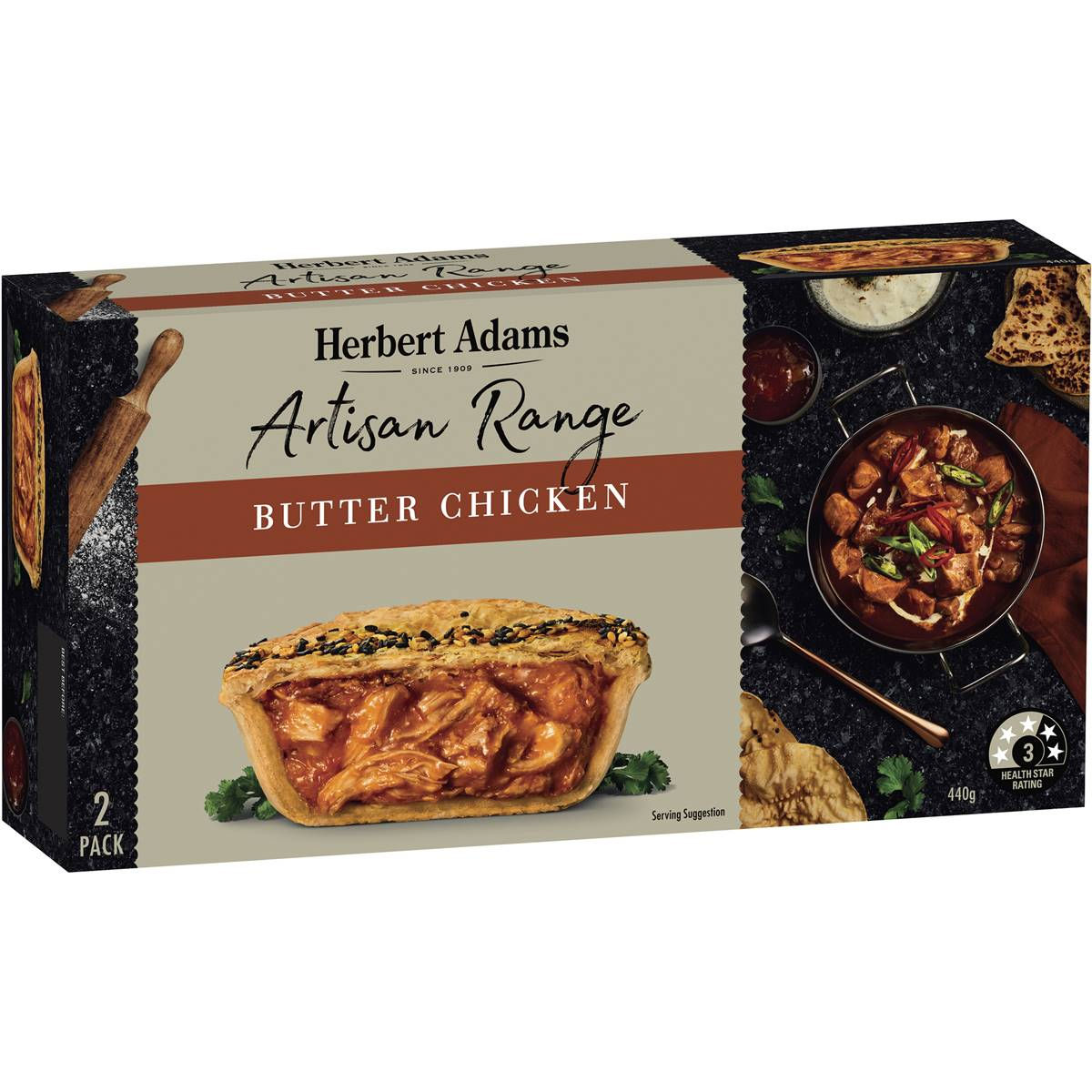 Herbert Adams Artisan Butter Chicken Pies 2 pack