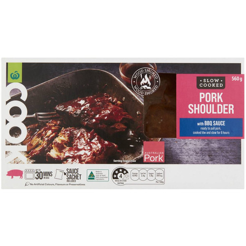 Woolworths Slow Cooked Pork Shoulder With Bbq Sauce 560g