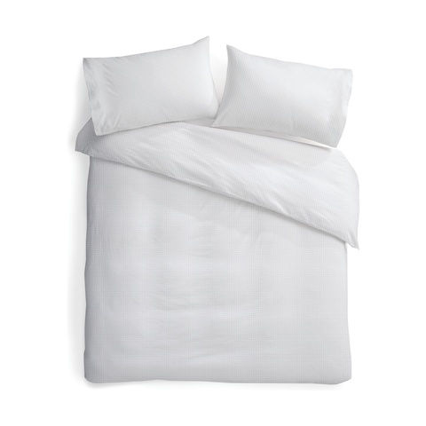 Waffle Cotton Quilt Cover Set - Super King, White