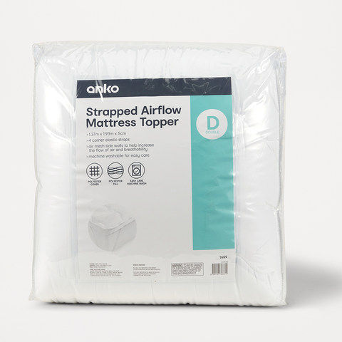 Strapped Airflow Mattress Topper - Double Bed, White