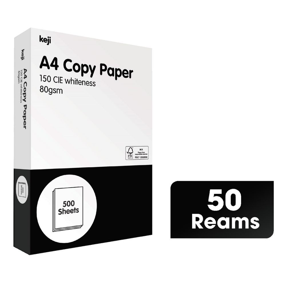 Keji 80gsm A4 Copy Paper 50 Ream Half Pallet