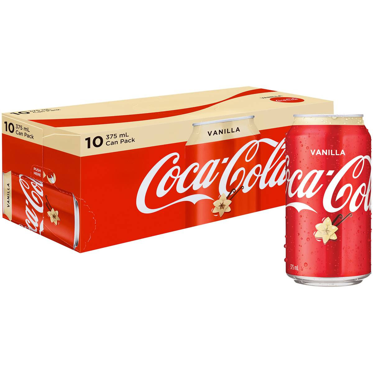Coca-cola Vanilla Soft Drink Multipack Cans 375ml x10 pack