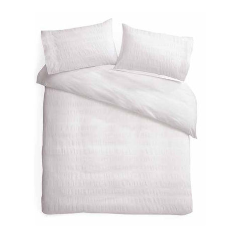 Amity Seersucker Quilt Cover Set - King Bed, White