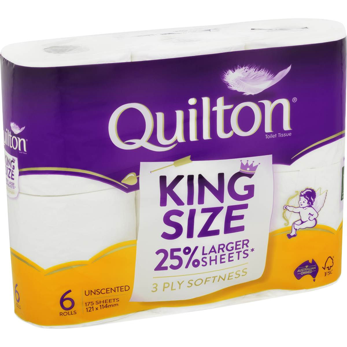 Quilton Toilet Tissue King Size Unscented 6 pack