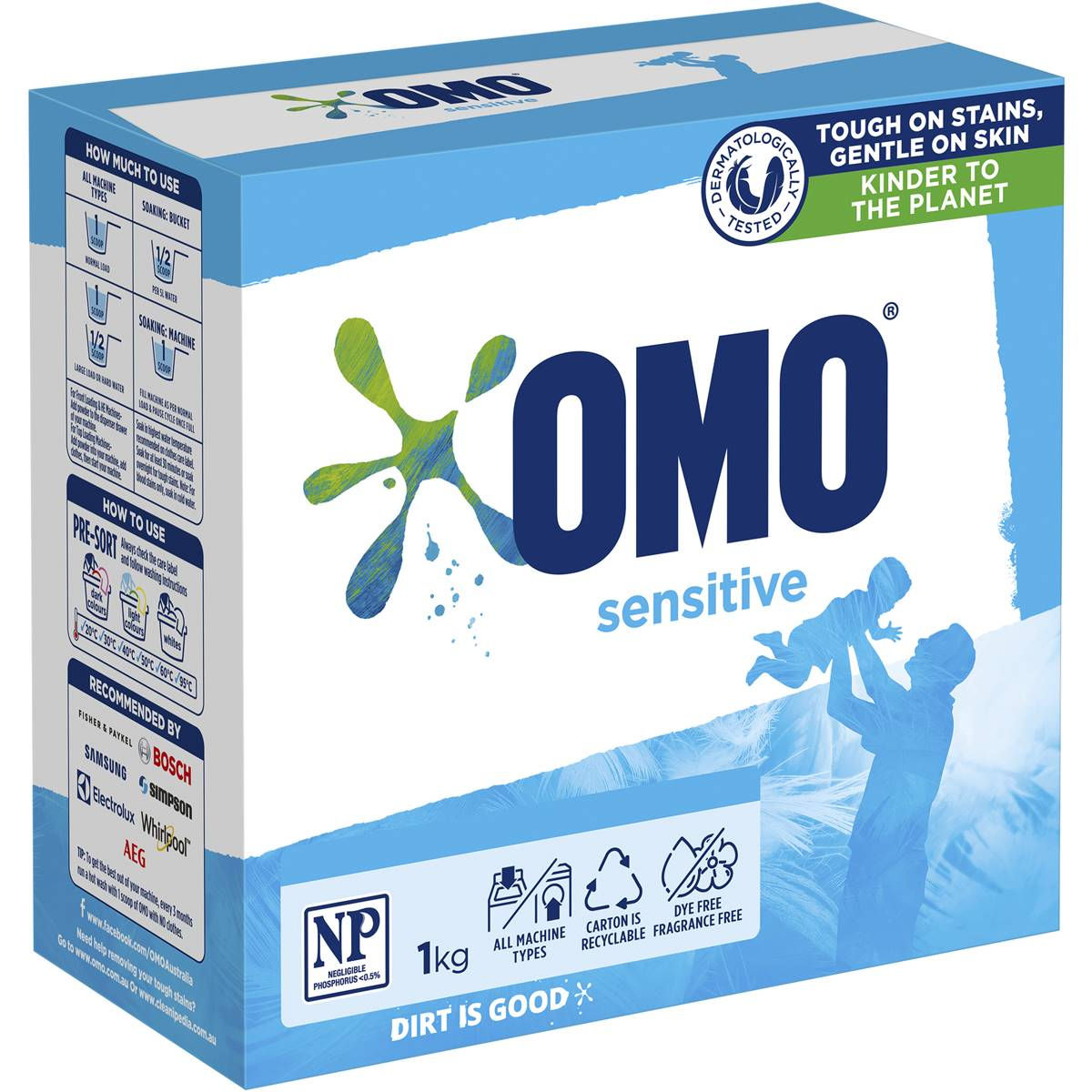 Omo Sensitive Laundry Washing Powder Front & Top Loader 1kg