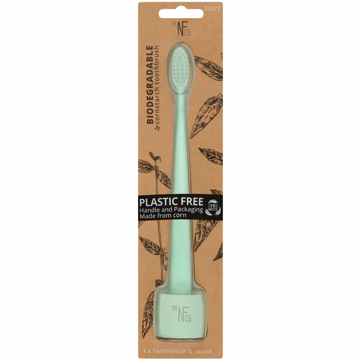 Nfco Biodegradable Cornstarch Toothbrush & Stand Assorted each