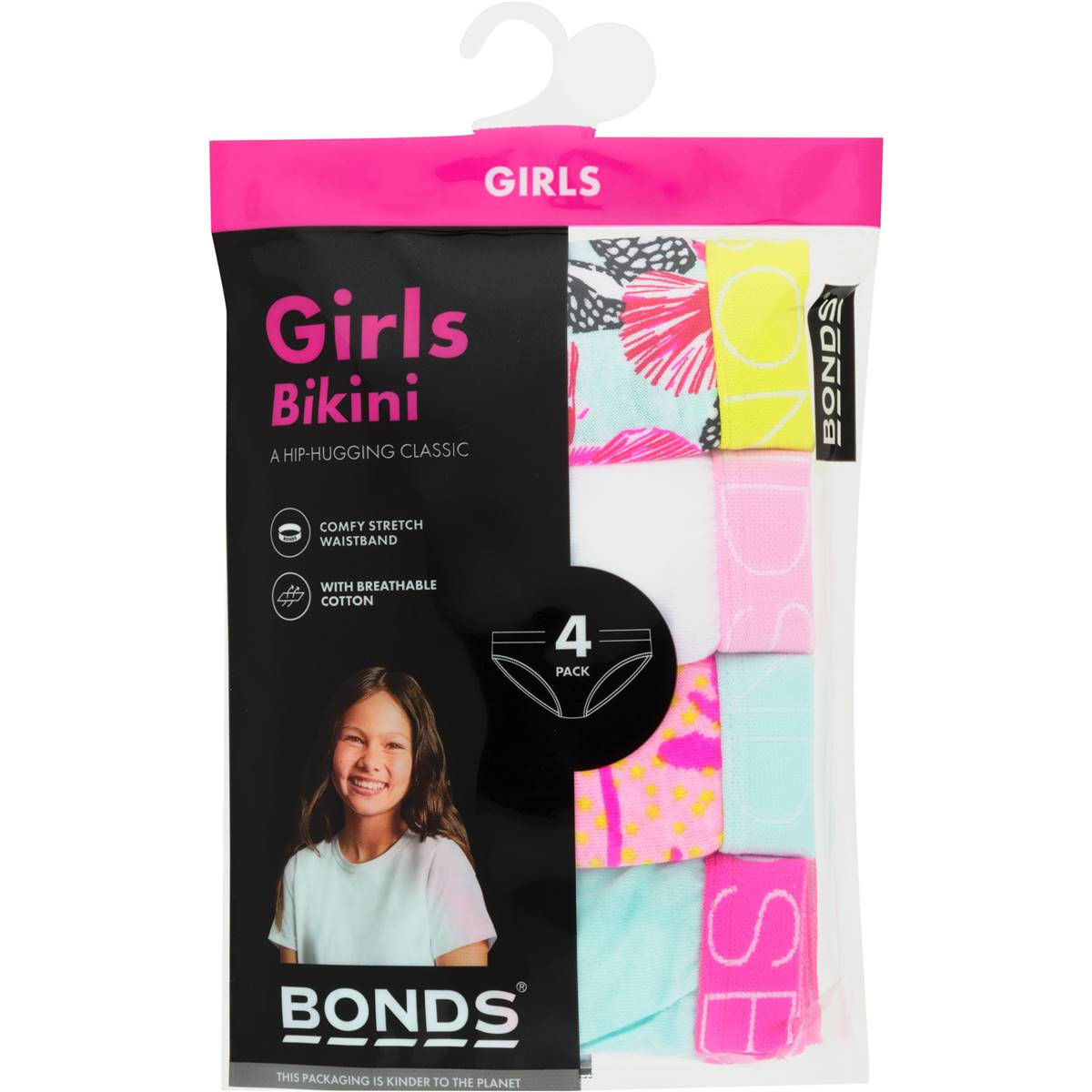 Bonds Girls Underwear Cotton Brief 12-14 & 14-16 4 pack