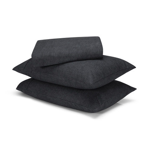 Marle Cotton Flannelette Sheet Set - Double Bed, Dark Grey