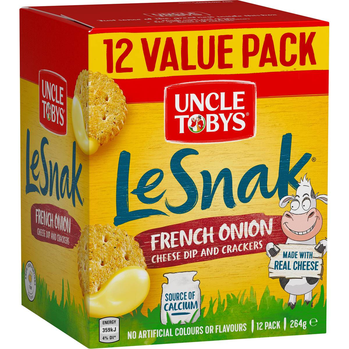Uncle Tobys Le Snak French Onion Cheese Dip & Crackers 12 pack