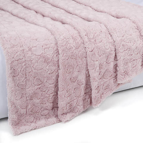 Faux Fur Detailed Throw - Pink