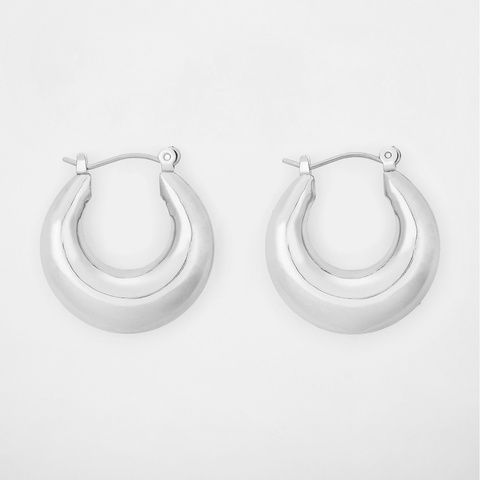 90s Huggie Hoop Earrings - Silver Look