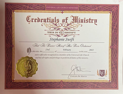 Certificate of Ordination