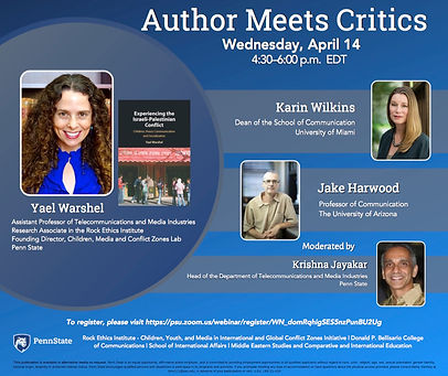 Warshel.Author meets Critics.REI.Experiencing.Israeli.Palestinian.Conflict.April14.Advert.