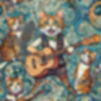 Cats Playing Guitars Seamless Graphics
