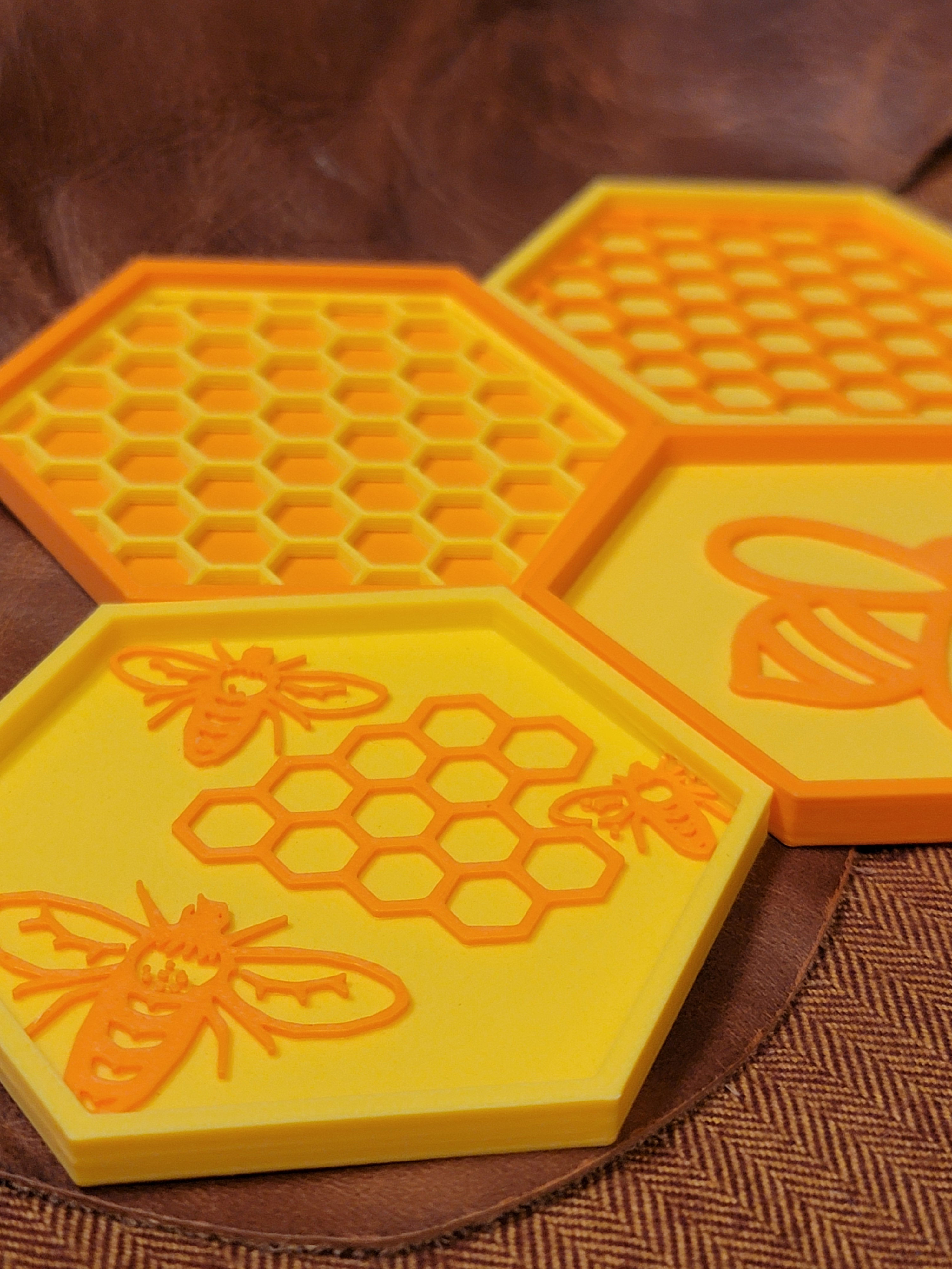 Aqua Beverage Coasters - Honey Bees