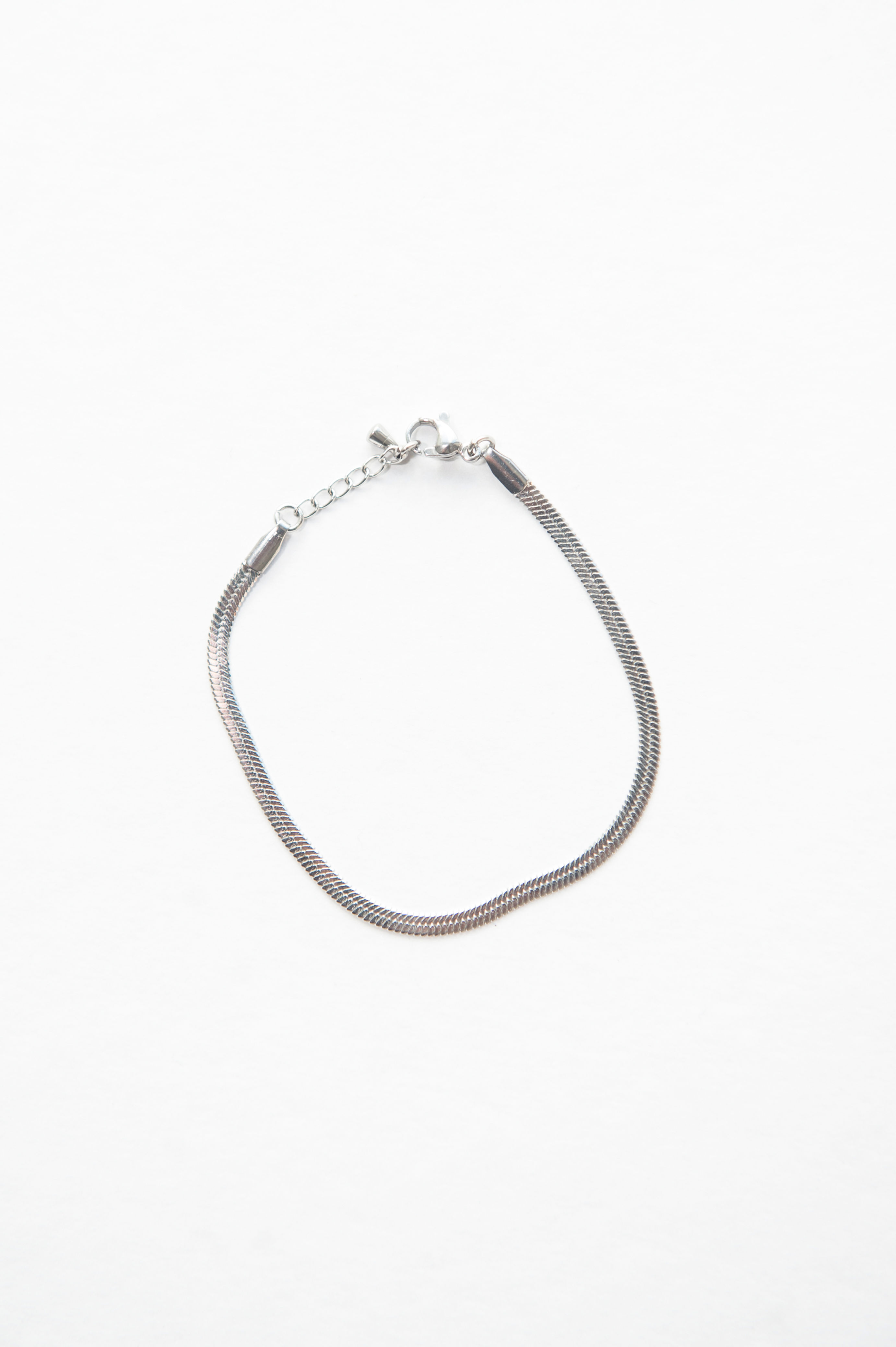 Bracelet argenté acier inoxydable (mailles plates)