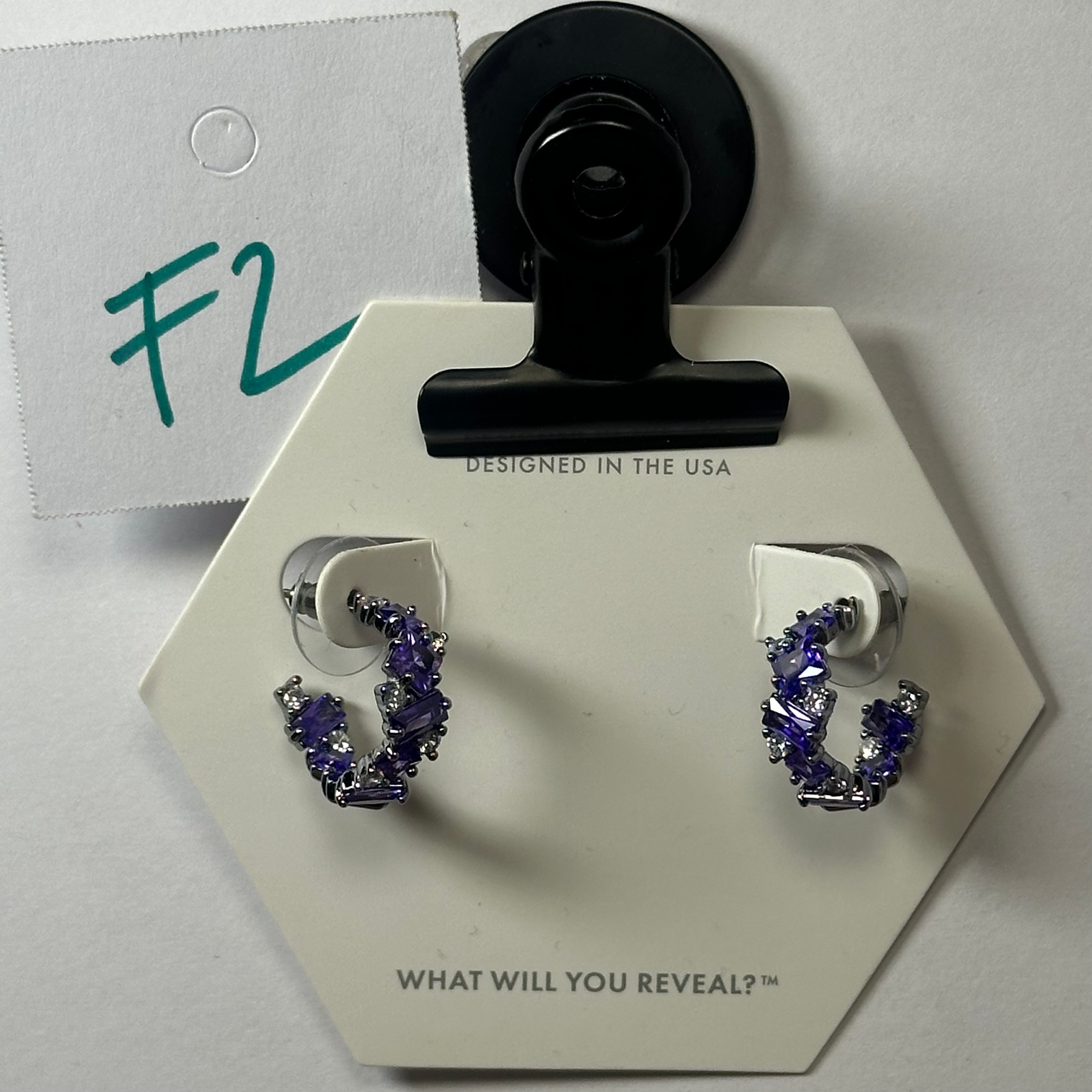 F02  OG Earrings - Amethyst/Hematite