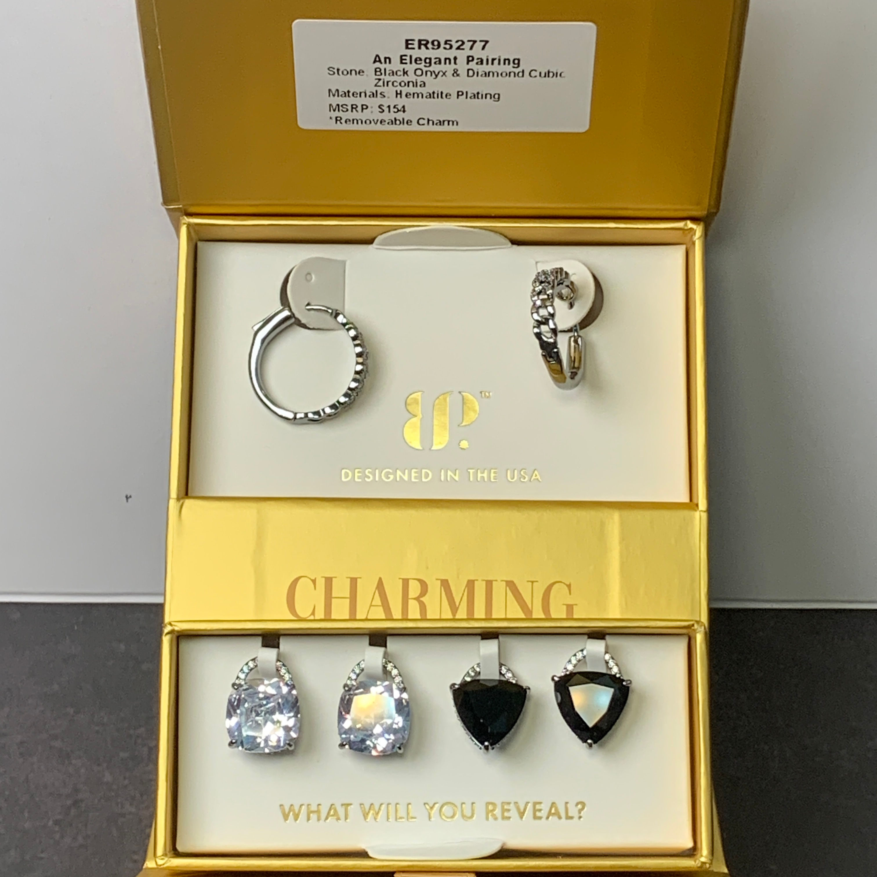 Charming Hoops - “An Elegant Pairing” - Black Onyx/Hematite