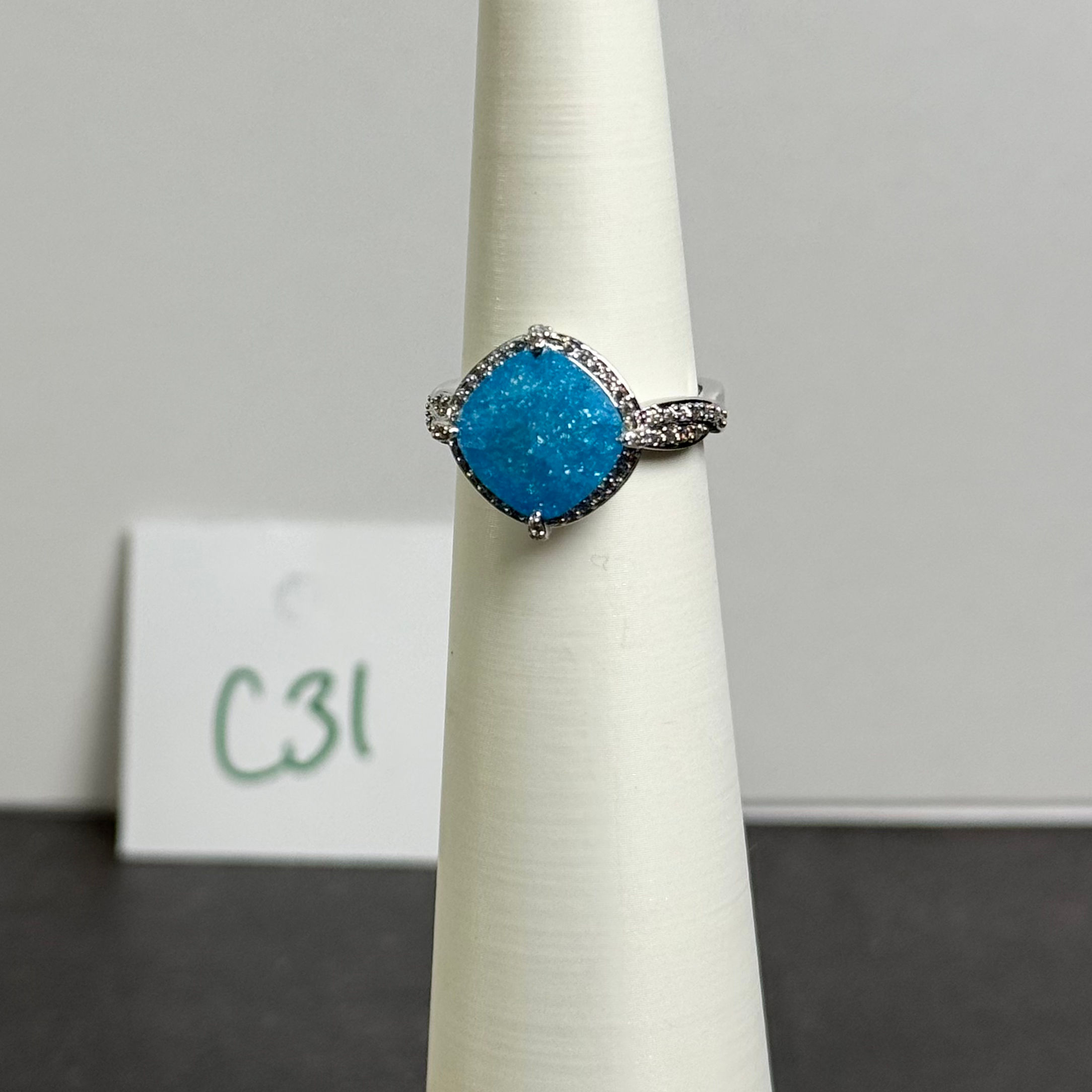 C31 Size 8 - OG - Blue Topaz Ice Crystal/Rhodium