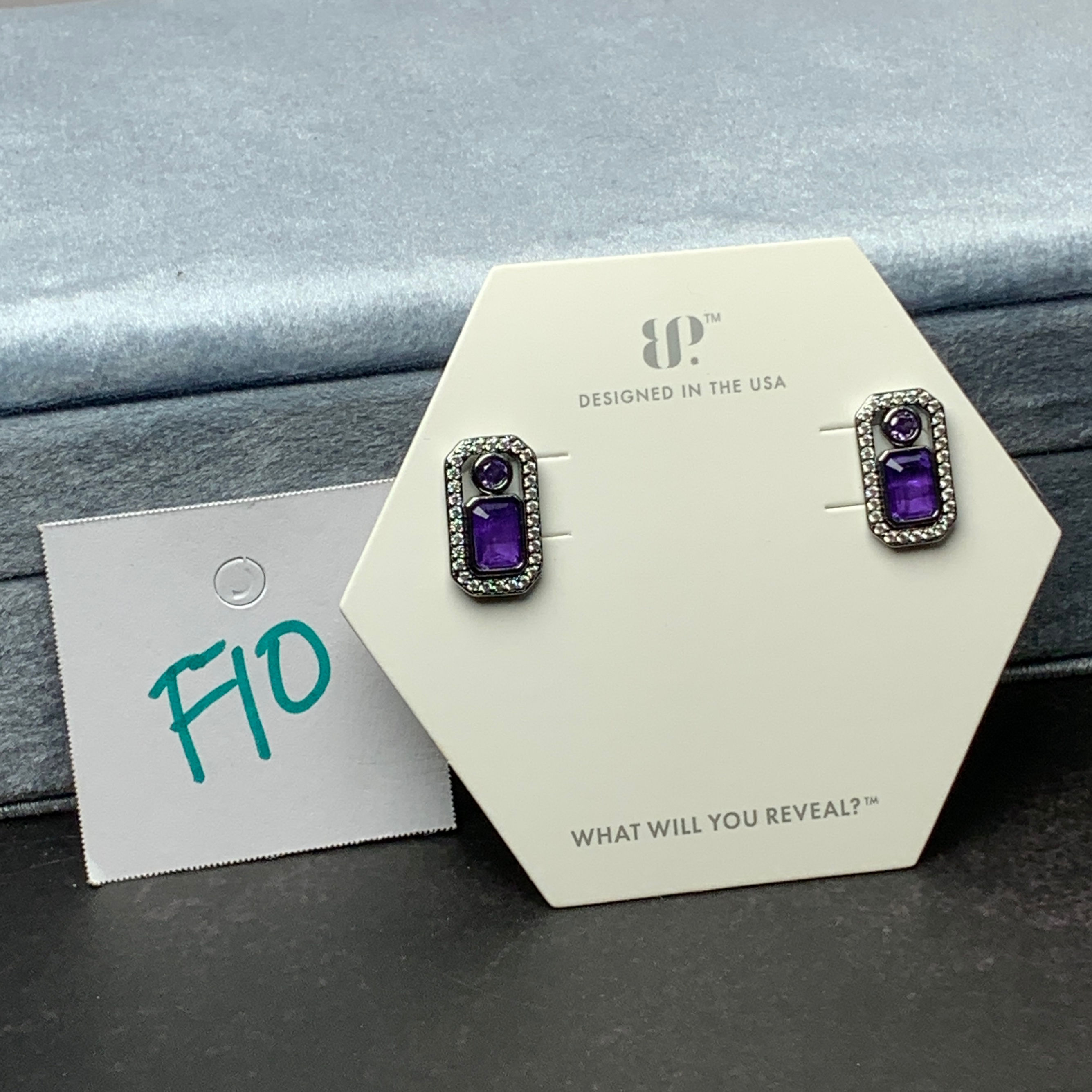F10  OG Earrings - Amethyst Fusion/Hematite