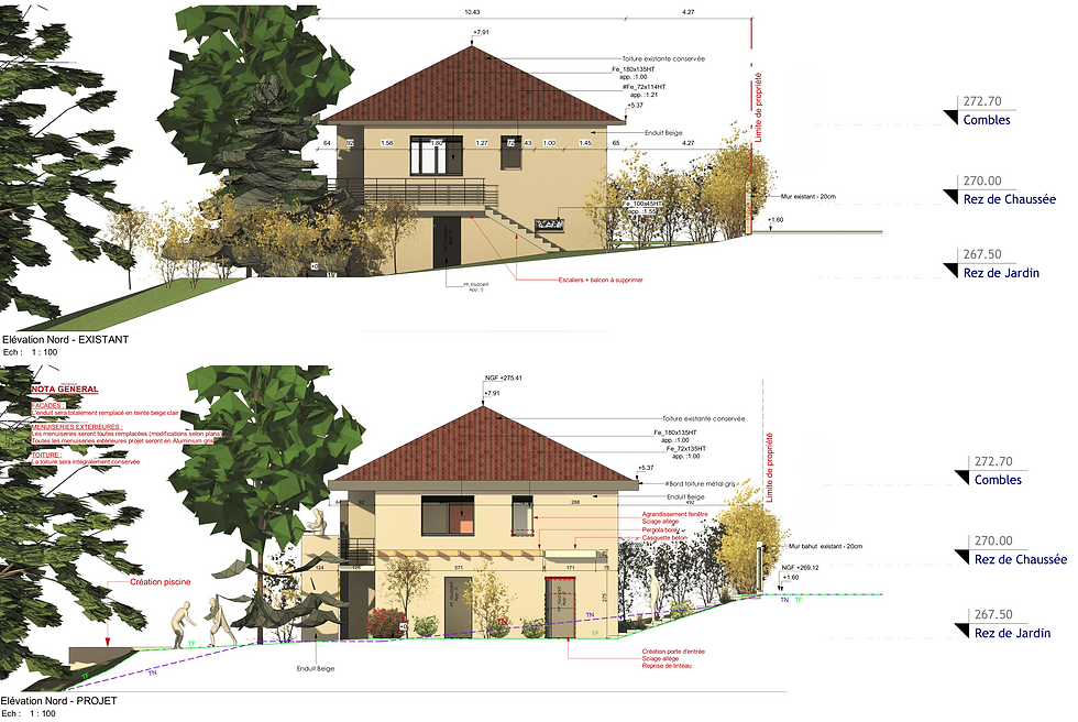 Façade Nord Existant - Projet