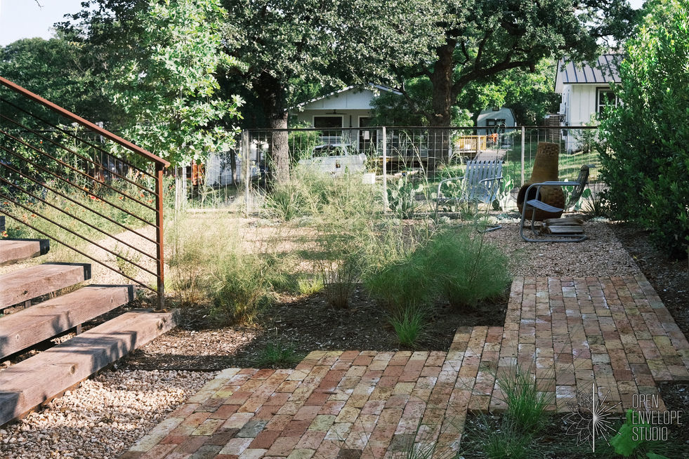 Brick path with plants