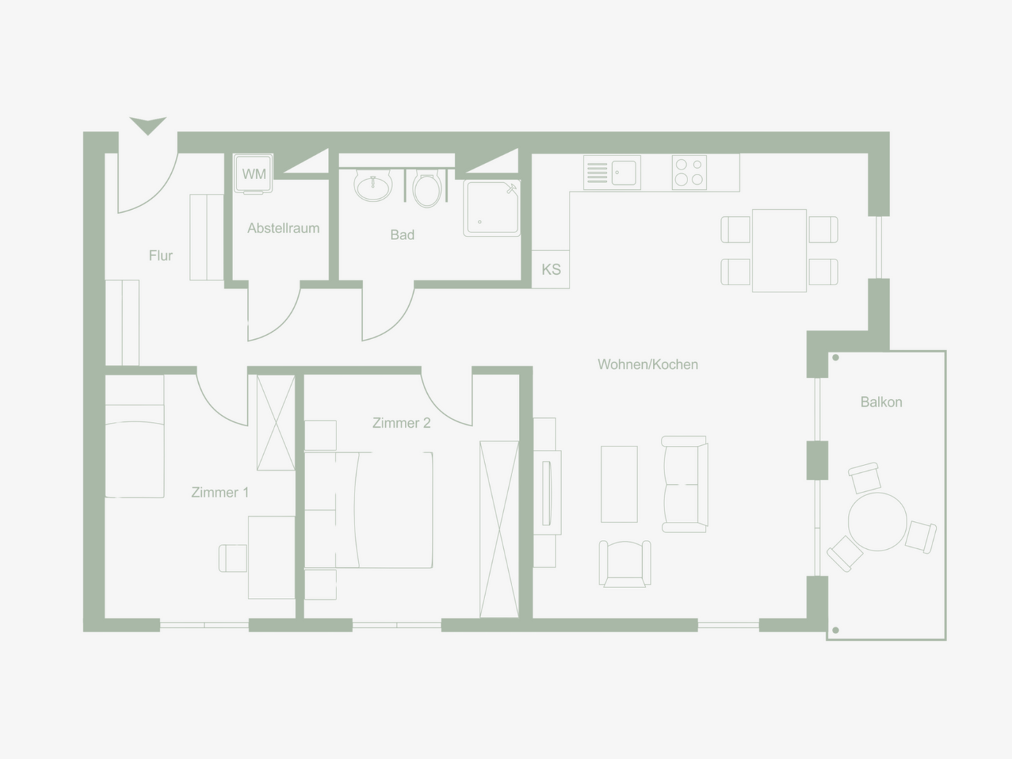 Grundriss 2 Zimmer Wohnung