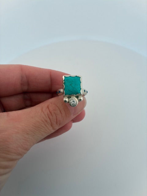 Thumbnail: Turquoise & Sapphire Ring
