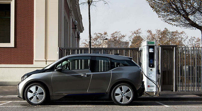 Commercial photography documenting Endolla Barcelona electric vehicle charging infrastructure