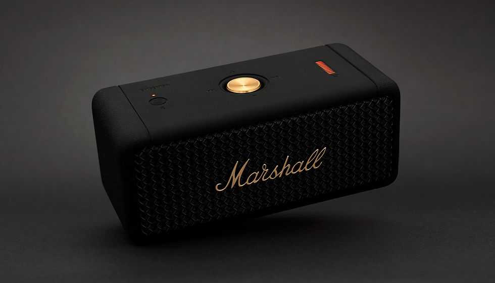 Commercial product photography featuring a Marshall portable speaker