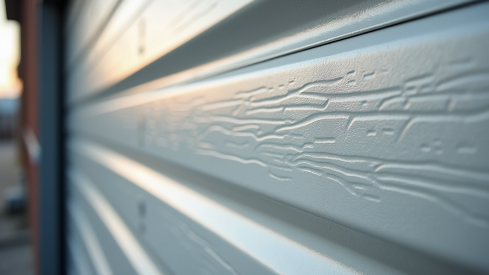 Close-up of insulated garage door panels showing texture and thickness