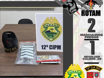 ROTAM LOCALIZA MASCULINO COM ARMA DE FOGO E OUTRO COM MANDADO DE PRISAO EM CLEVELANDIA
