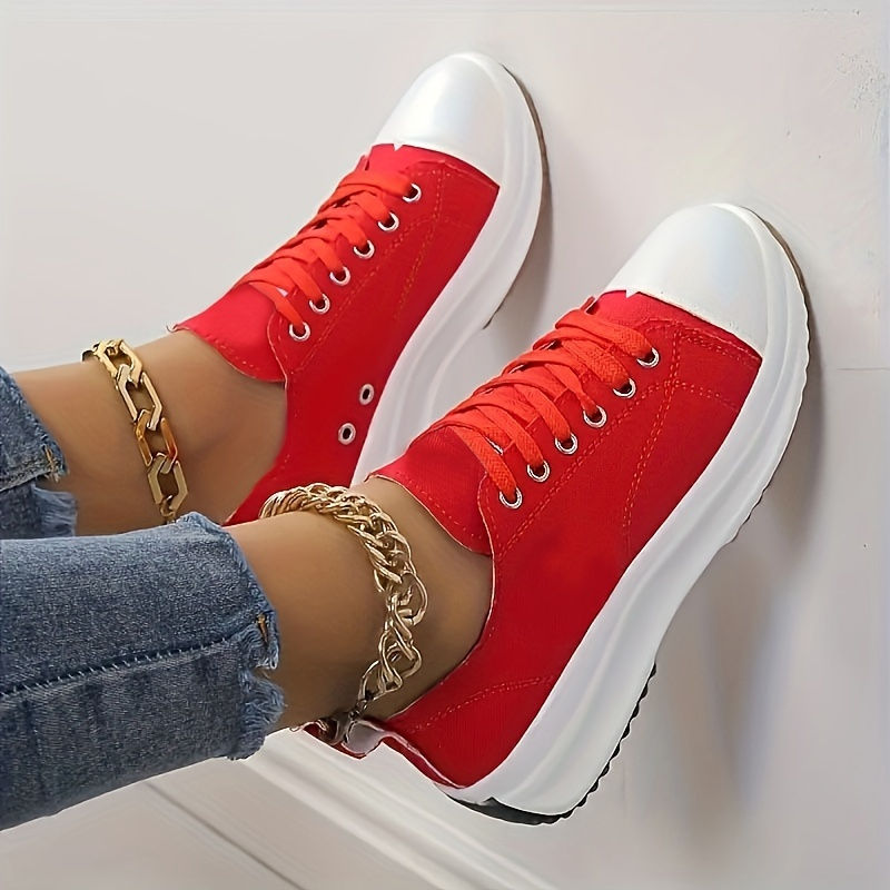 Miniatura: 👟 ¡ZAPATILLAS CHUNKY DE LIENZO PARA MUJER - ESTILO Y COMODIDAD! 🏃‍♀️✨