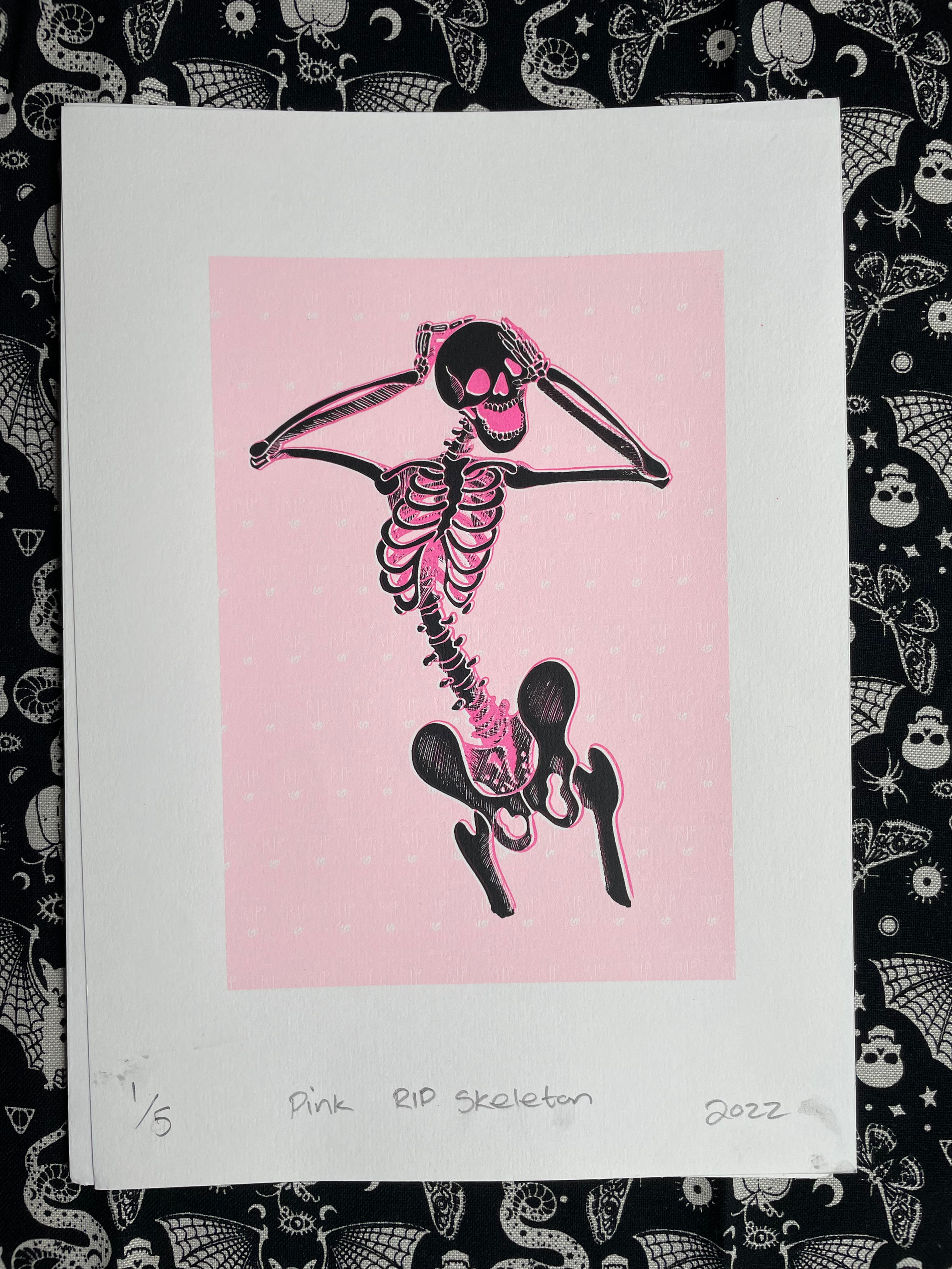 Hot Pink Skeleton - A4 Screen Print