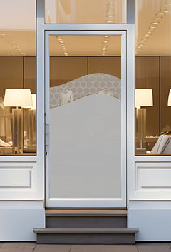 Etched glass design with honeycombs & wave, window film